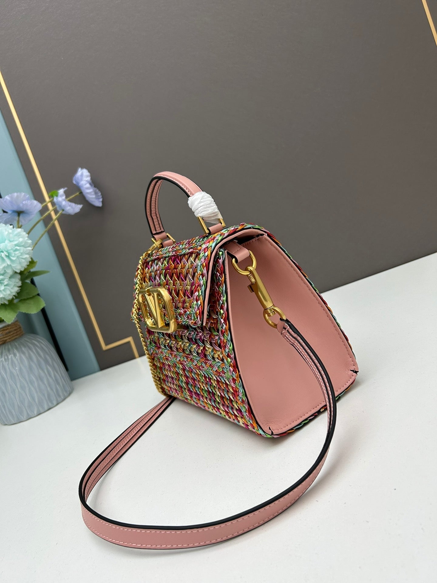 Cowhide woven bag