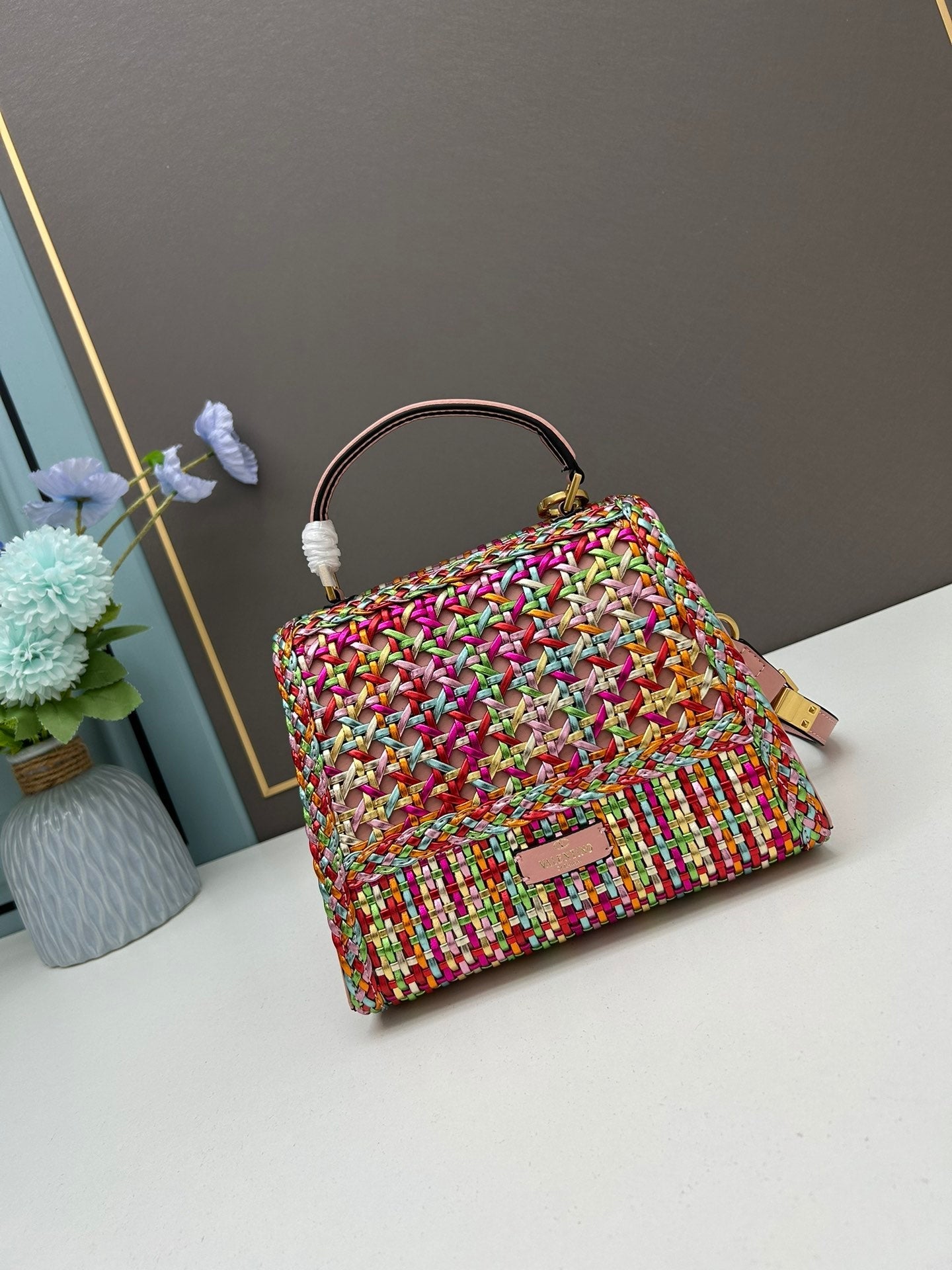 Cowhide woven bag