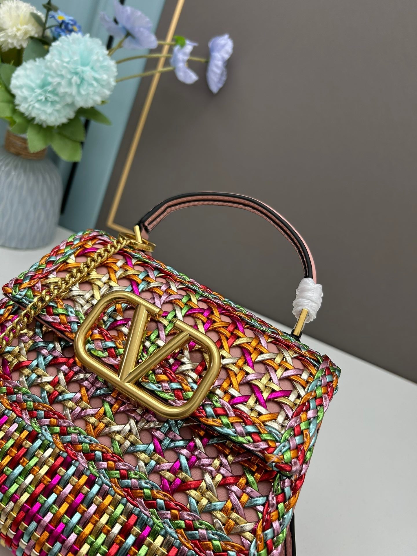 Cowhide woven bag