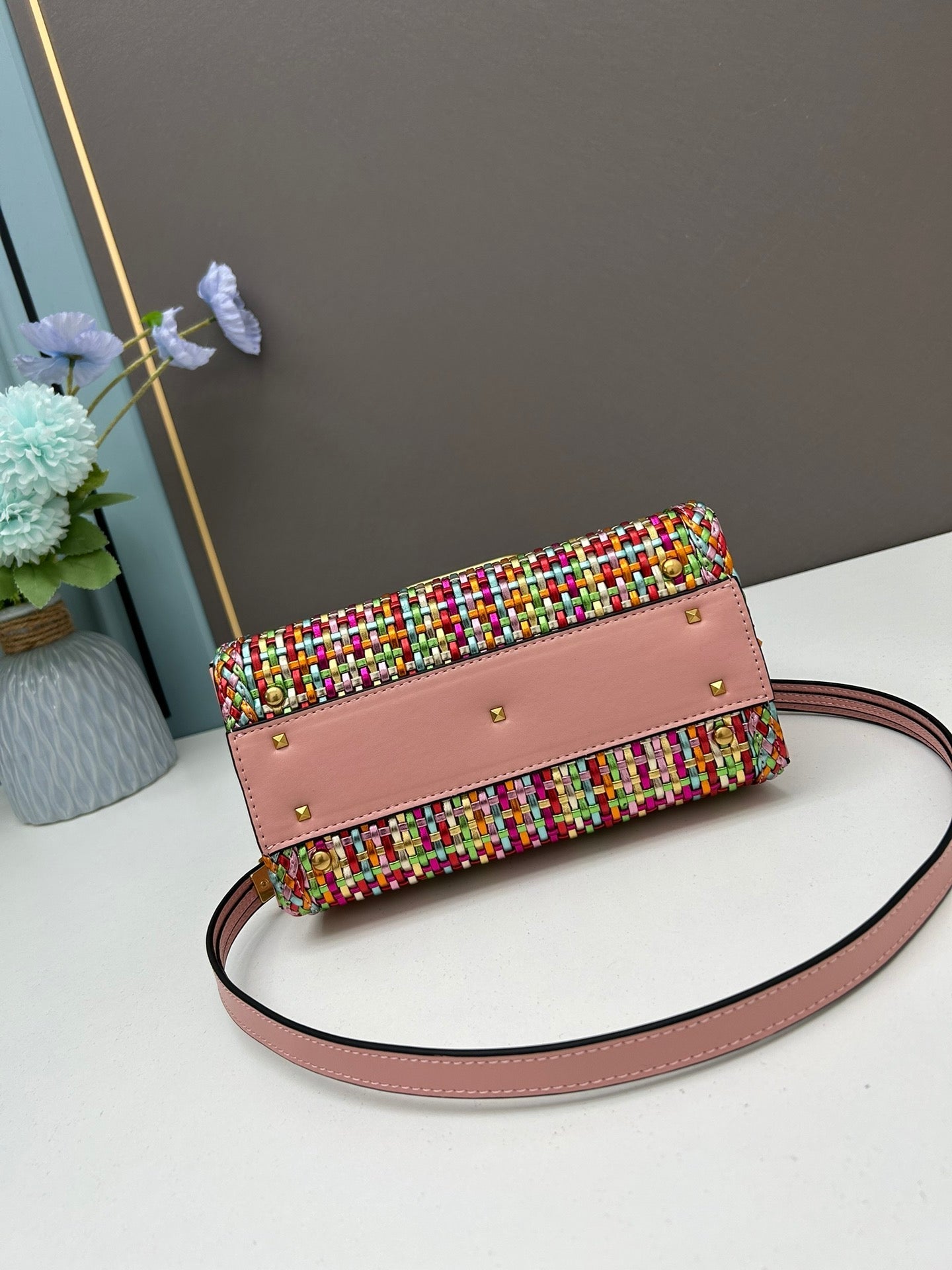 Cowhide woven bag